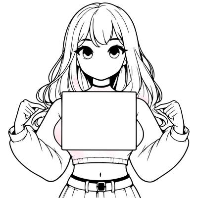 girl holding a blank sign in a long sleeve crop top