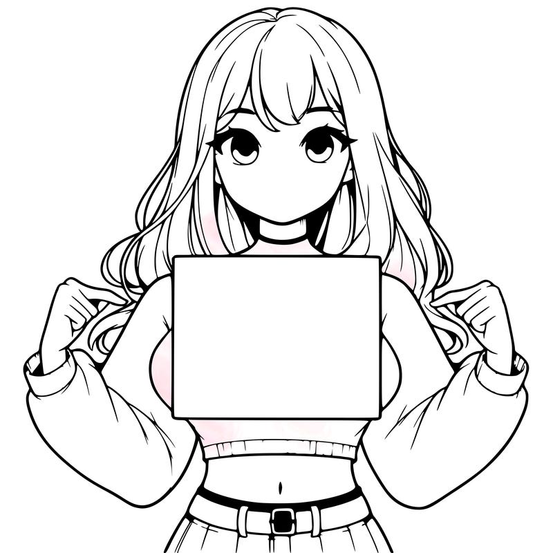 girl holding a blank sign in a long sleeve crop top