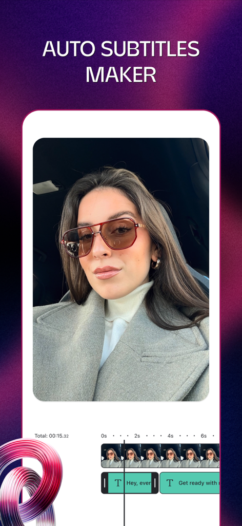 Interface de l'application Lift montrant la fonction de création de sous-titres automatiques avec une chronologie d'édition vidéo