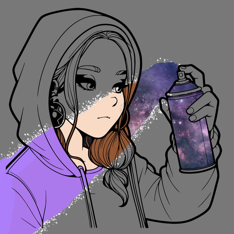 a realistic girl, spray painting