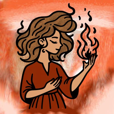 woman with fire
