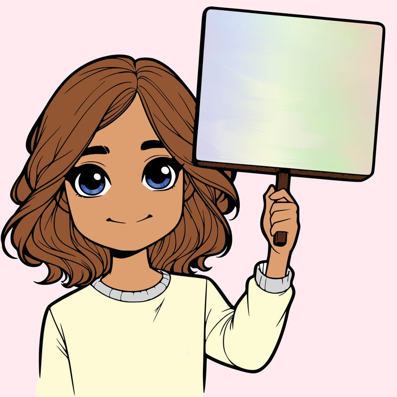 realistic girl holding up a sign