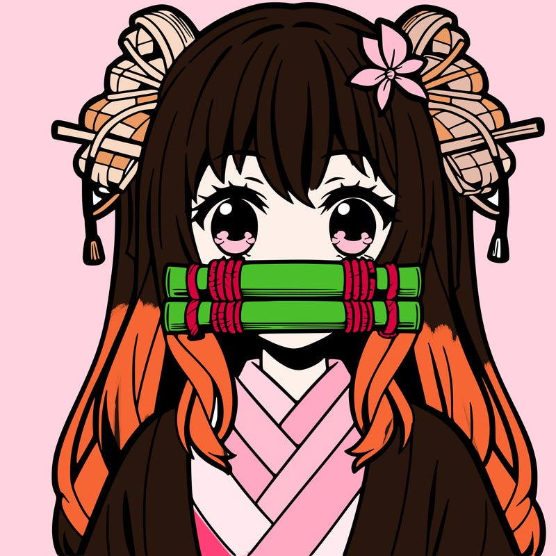 anime girl with bamboo muzzle