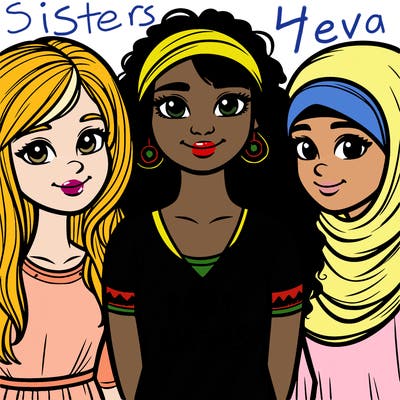 three sisters with a best sisters necklace