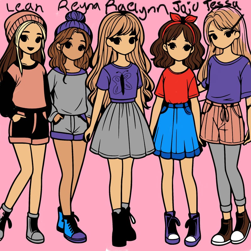 a group of five girls