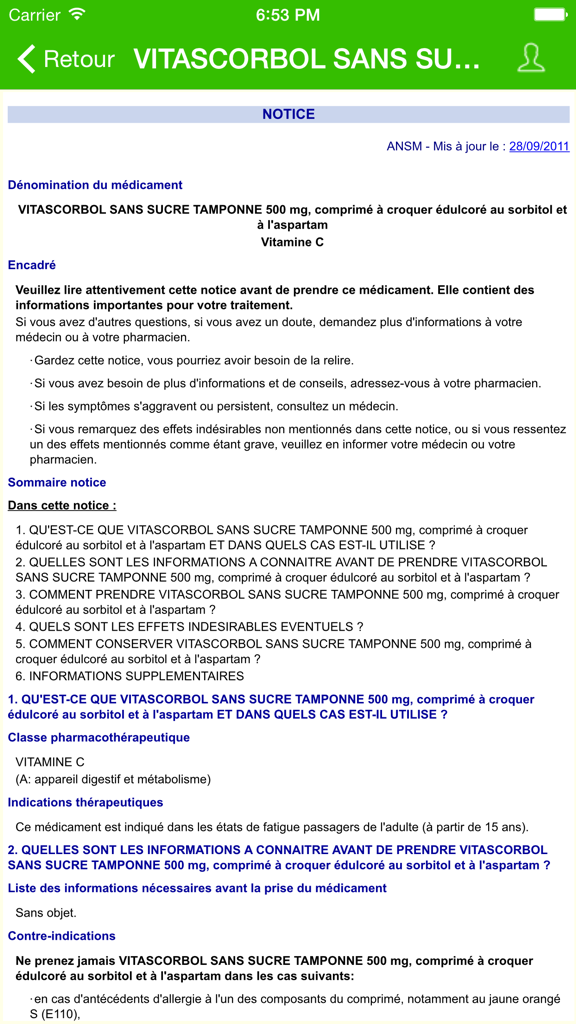 Pharmacie Garde Côte d'Ivoire - Medication information and leaflet for Vitascorbol in the Pharmacie Garde Cote d'Ivoire app
