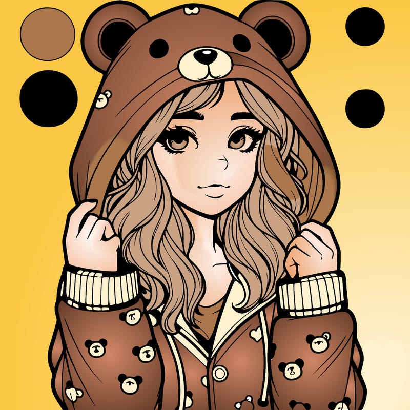 realistic girl in a animal pjs hoodie