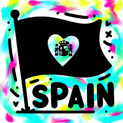 flag of spain or inside it says i love spain