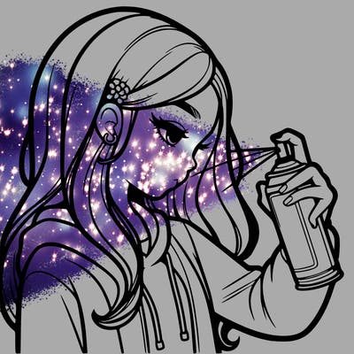 a realistic girl spray painting