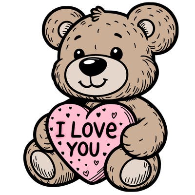 teddy bear holding an i love you heart