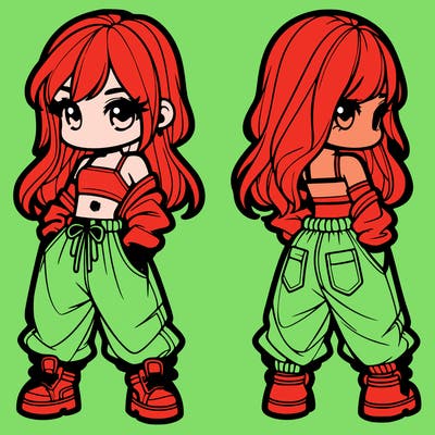 girl in crop top and baggy pants