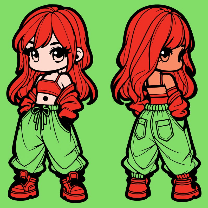 girl in crop top and baggy pants