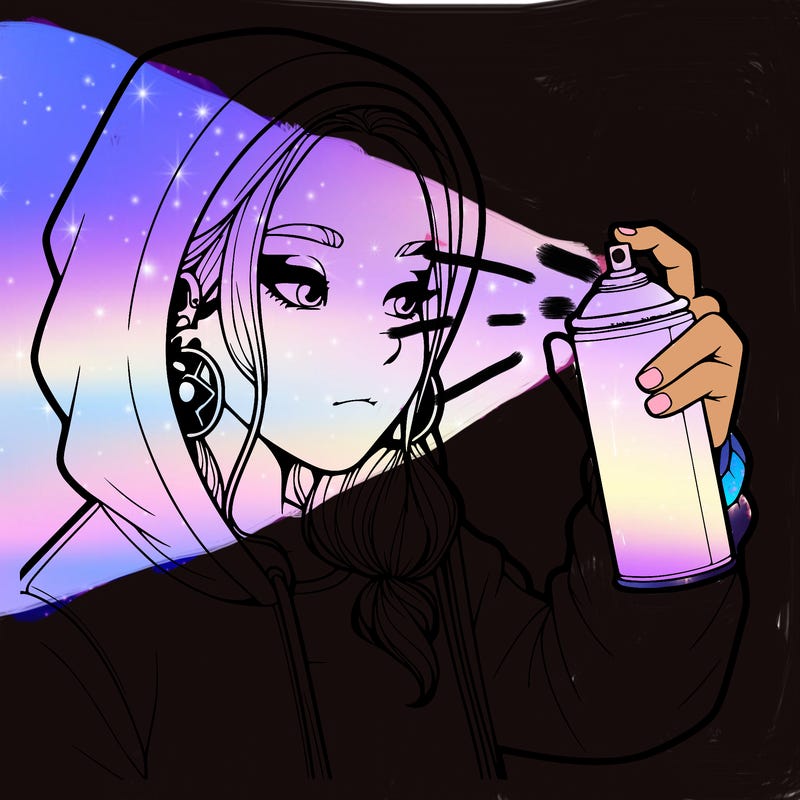 a realistic girl, spray painting