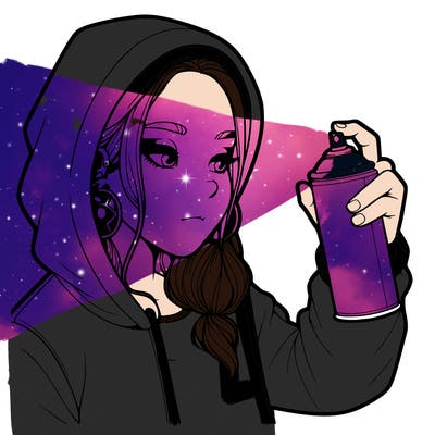 a realistic girl, spray painting