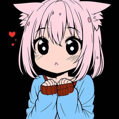 shy anime catgirl