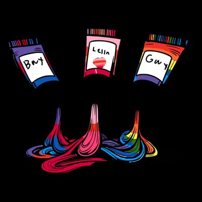 tubes of flowing paint