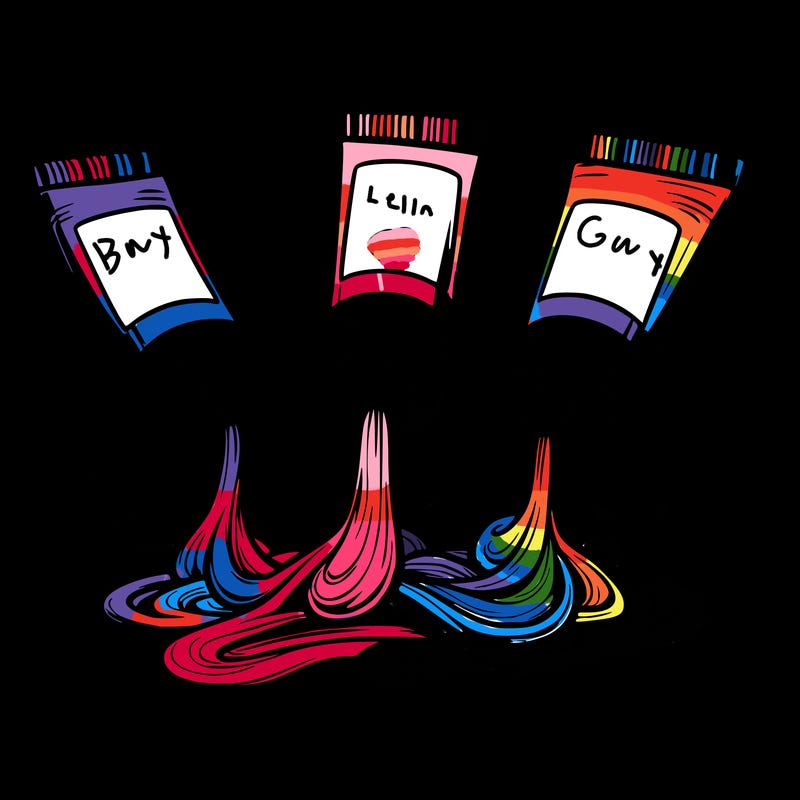 tubes of flowing paint