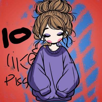 girl with baggy sweatshirt and messy bun