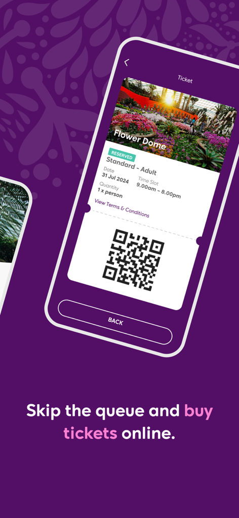 Gardens by the Bay - Digitales Ticket für den Flower Dome mit einem QR-Code in der mobilen App von Gardens by the Bay