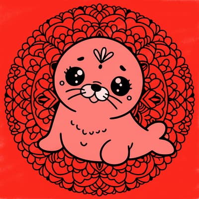 a cute baby seal mandala