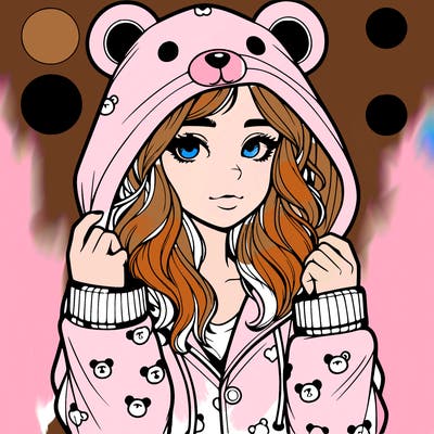 realistic girl in a animal pjs hoodie