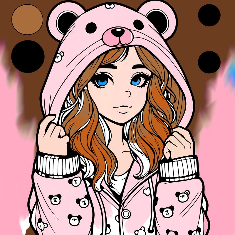 realistic girl in a animal pjs hoodie