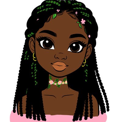 a realistic black girl with braids