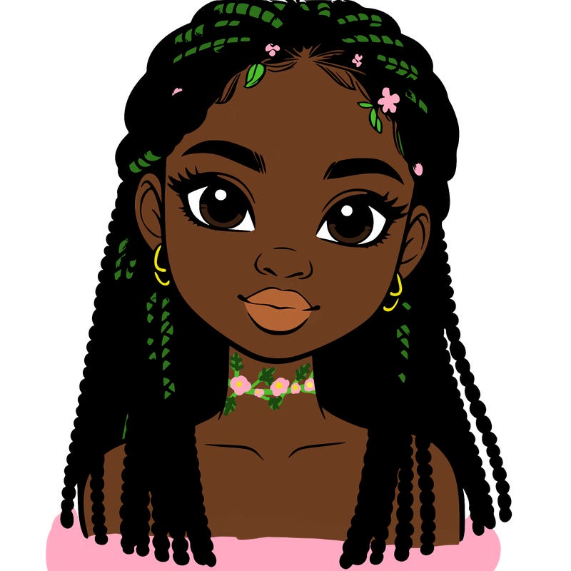 a realistic black girl with braids