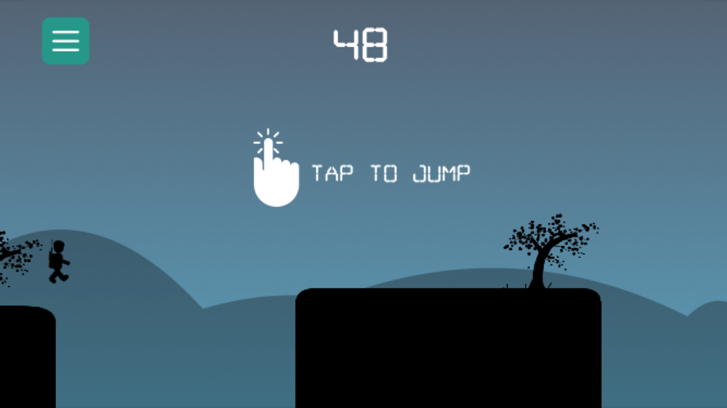 王牌狙击手 - 神枪手的超级英雄斗战 - Minimalist 2D gameplay of Ace Sniper showing a silhouette character and a tap to jump instruction