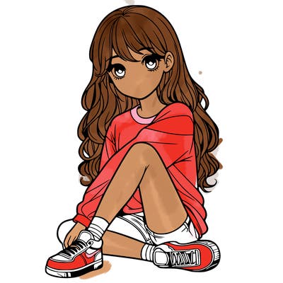 girl sitting realistic