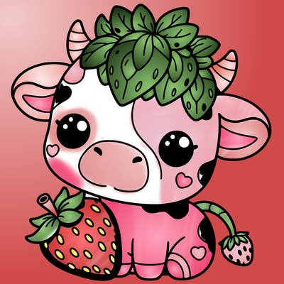 cute strawberry cow