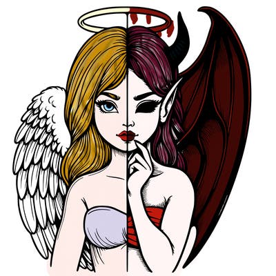 realistic angel half demon