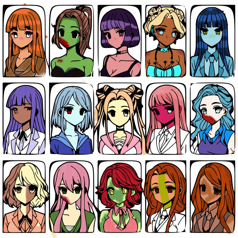 girls that look diffrent anime