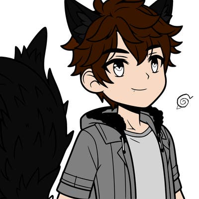 male with wolf tail and wolf ears