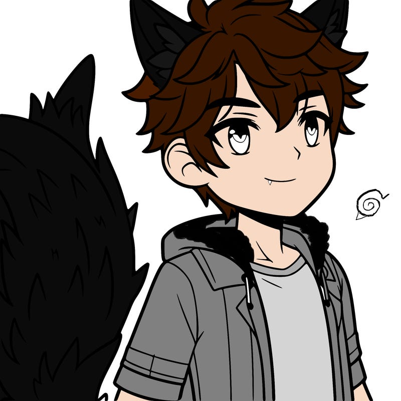 male with wolf tail and wolf ears