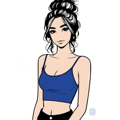 realistic model in crop top with messy bun