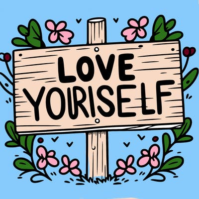 a sign where it is written: love yourself