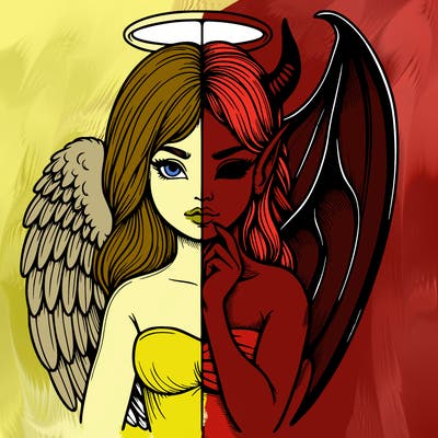 realistic angel half demon