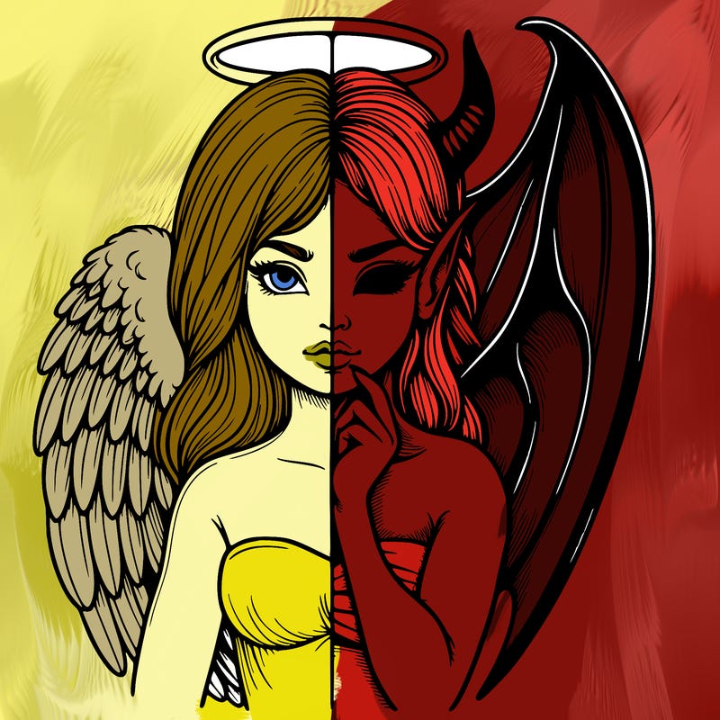 realistic angel half demon