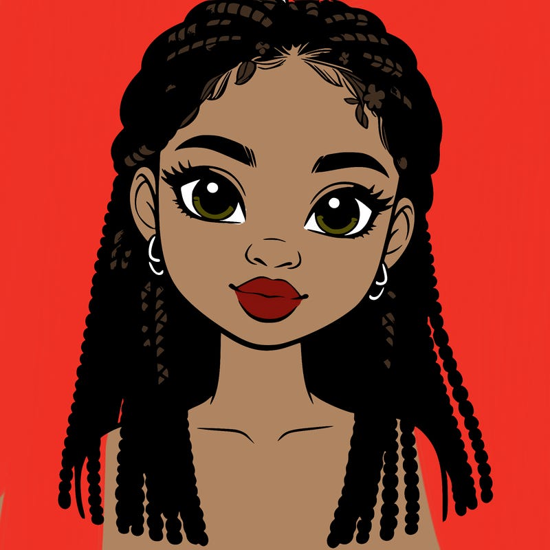 a realistic black girl with braids