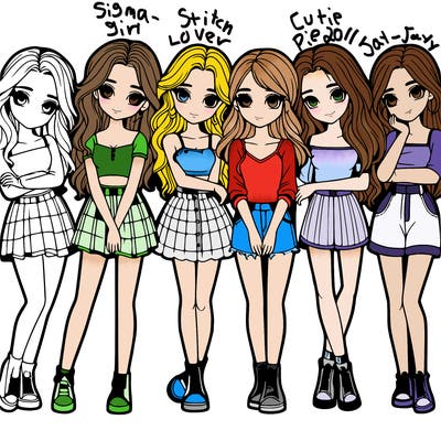 a group of girls realistic