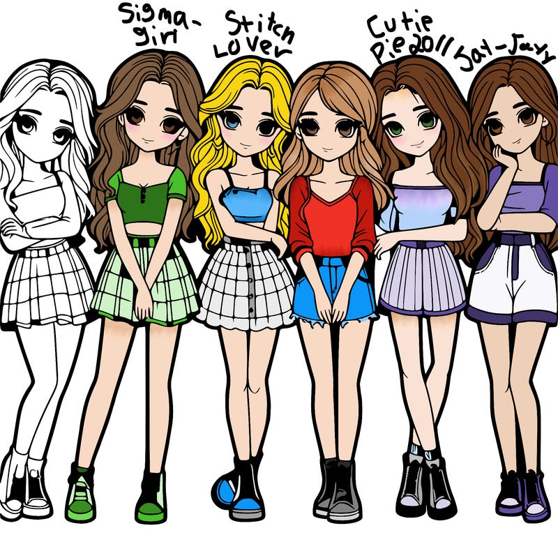 a group of girls realistic