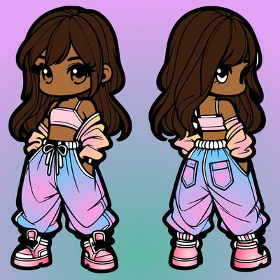 girl in crop top and baggy pants