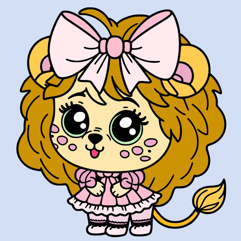 girl in the form of a lion cub with bows