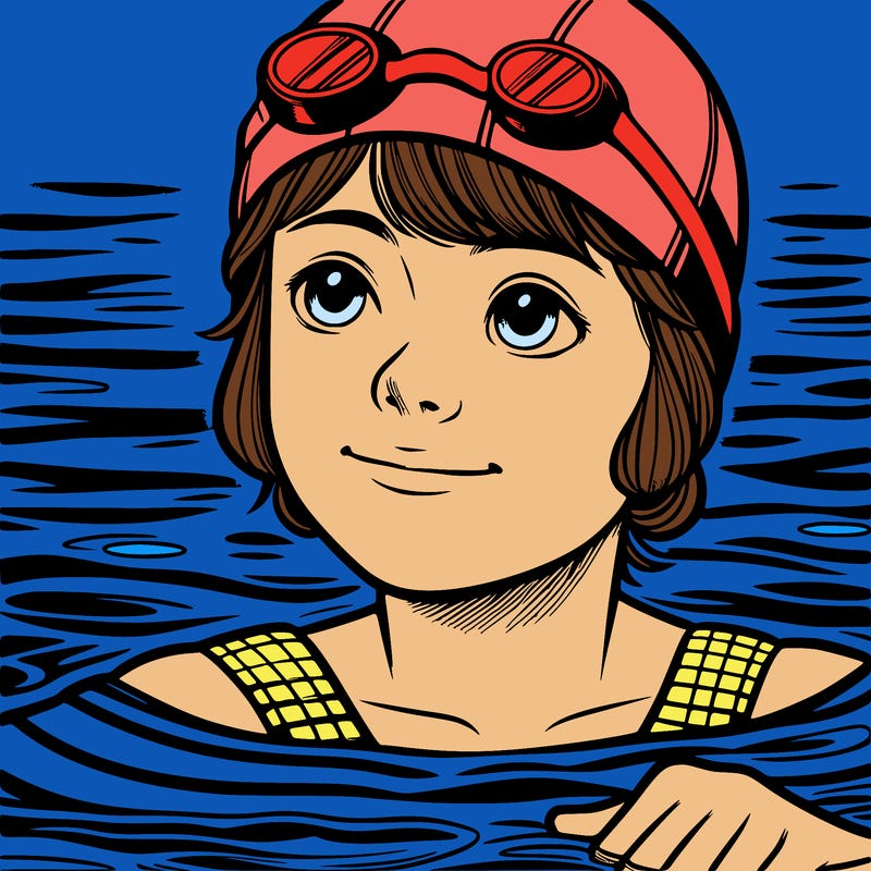 realistic girl swimmer