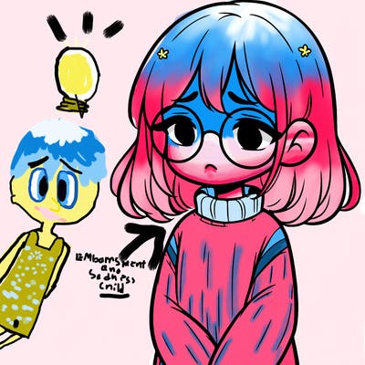 sad girl with glasses in a sweater