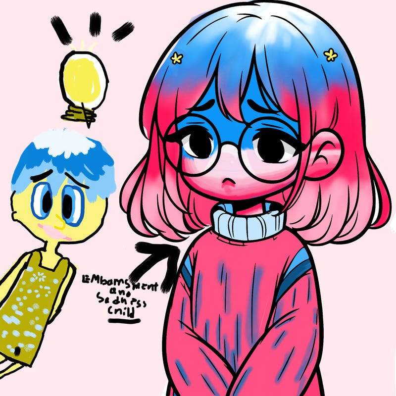 sad girl with glasses in a sweater