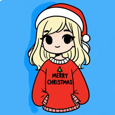 girl with a sweatshirt that says merry christmas