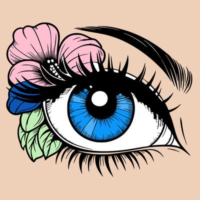 realistic eye with flower