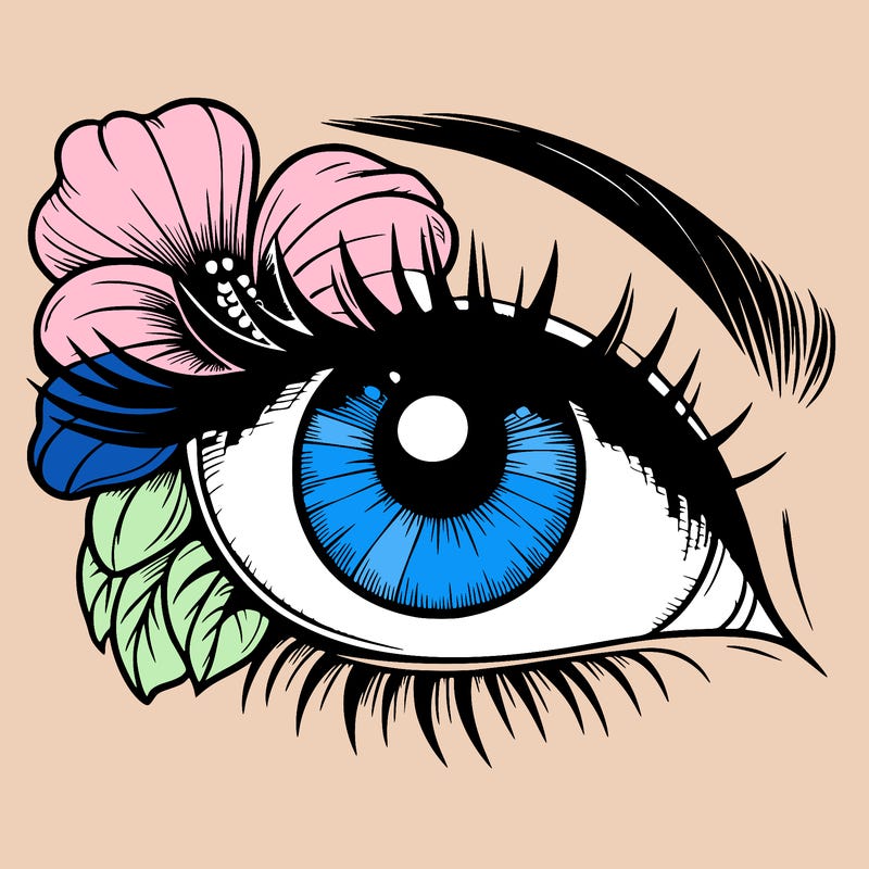 realistic eye with flower